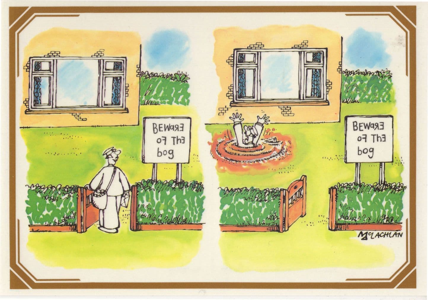 Beware Of The Bog Postman Drowns In Dog Poo Comic Postcard