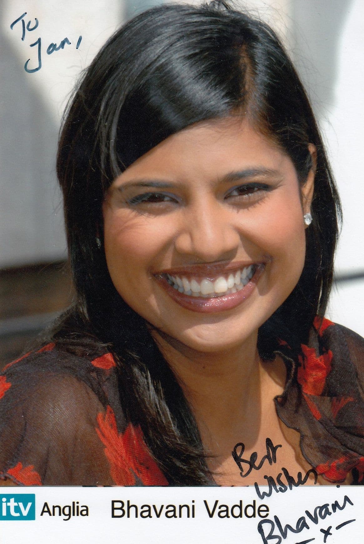 Bhavani Vadde ITV Anglia News Reader Hand Signed Cast Card Photo