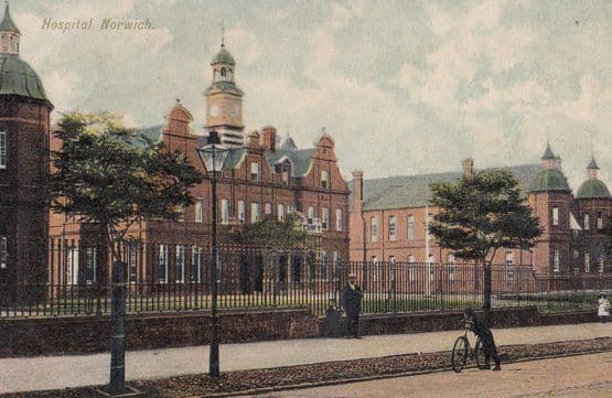 Bicycle at Norwich Hospital St Stephens Road Ears Burning Antique Postcard