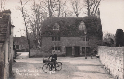 Bicycle Court House Cottages Painswick Shop Bag Gloucester Old Postcard