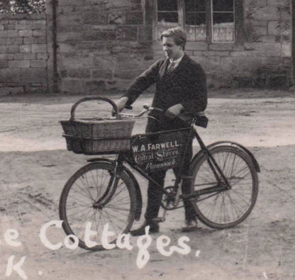 Bicycle Court House Cottages Painswick Shop Bag Gloucester Old Postcard
