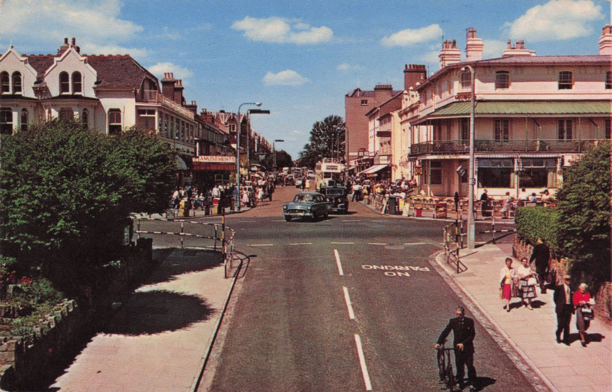 Bicycle Cyclist at Pier Avenue Clacton On Sea Essex 1970s Postcard