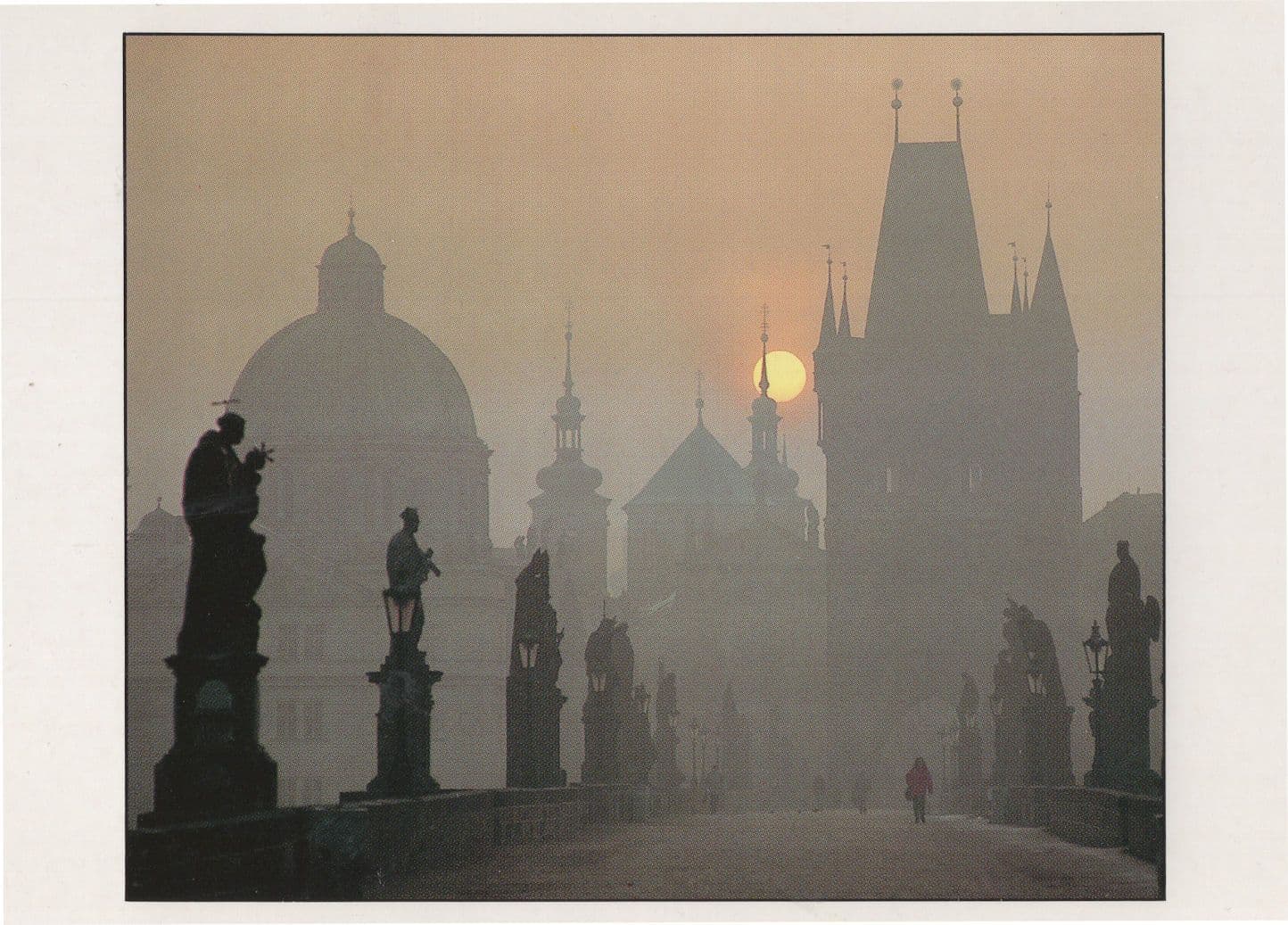 Bicycle Prague Sunrise at the Charles Bridge Czech Republic Postcard