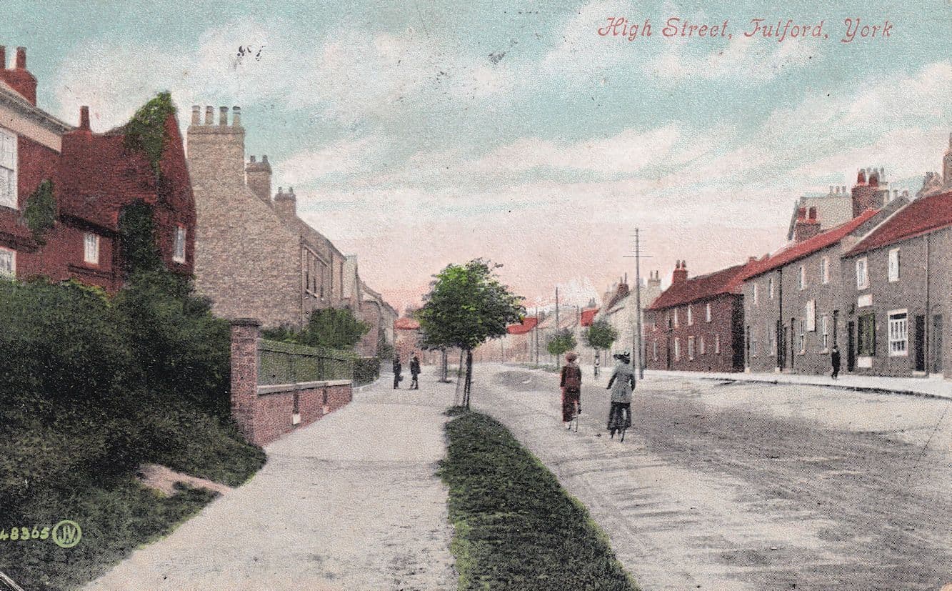 Bicycles on High Street Fulford York Old Postcard