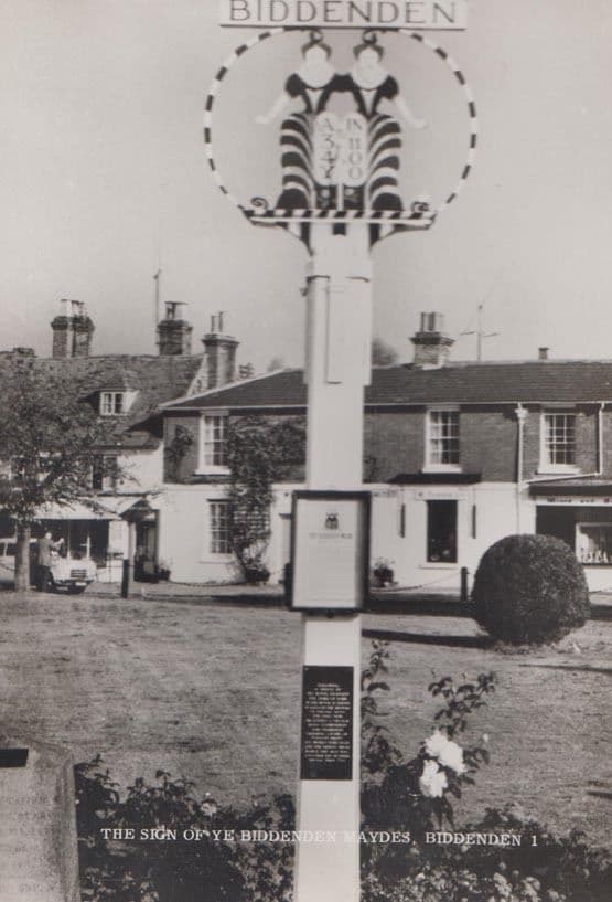 Biddenden Hall Maids Cheese & Bread Toll History Signpost Sign RPC Postcard