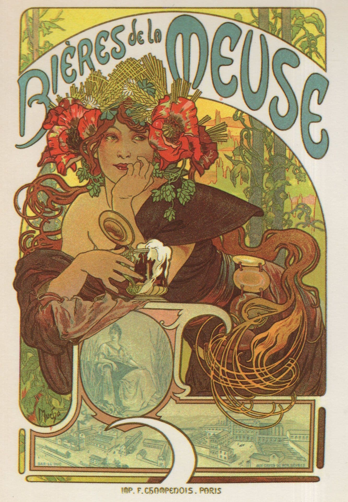 Bieres De La Meuse French Victorian Poster Postcard