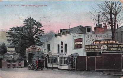 Bikini Lady Skittles Billiards Bull & Bush Hampstead London Old Postcard