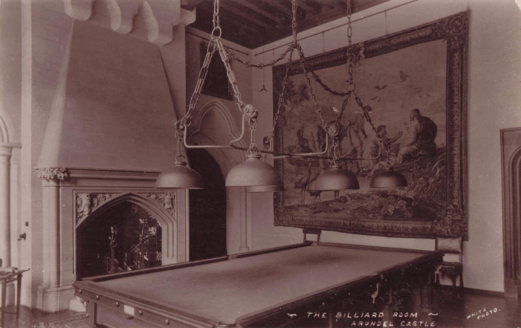Billiard Room Arundel Castle Sussex Old Real Photo Postcard
