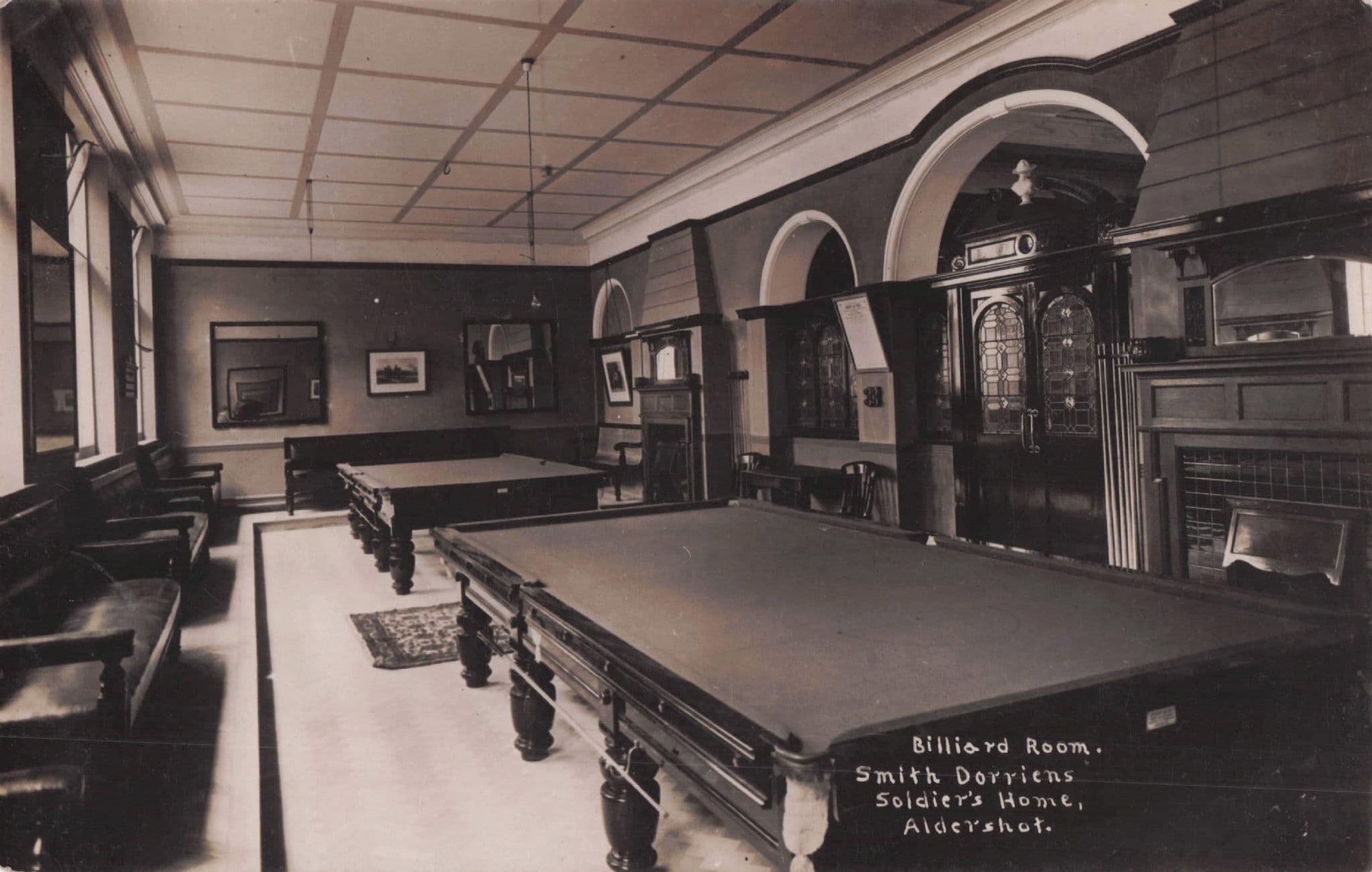 Billiard Room at Soldiers Home Aldershot Hampshire Old RPC Postcard