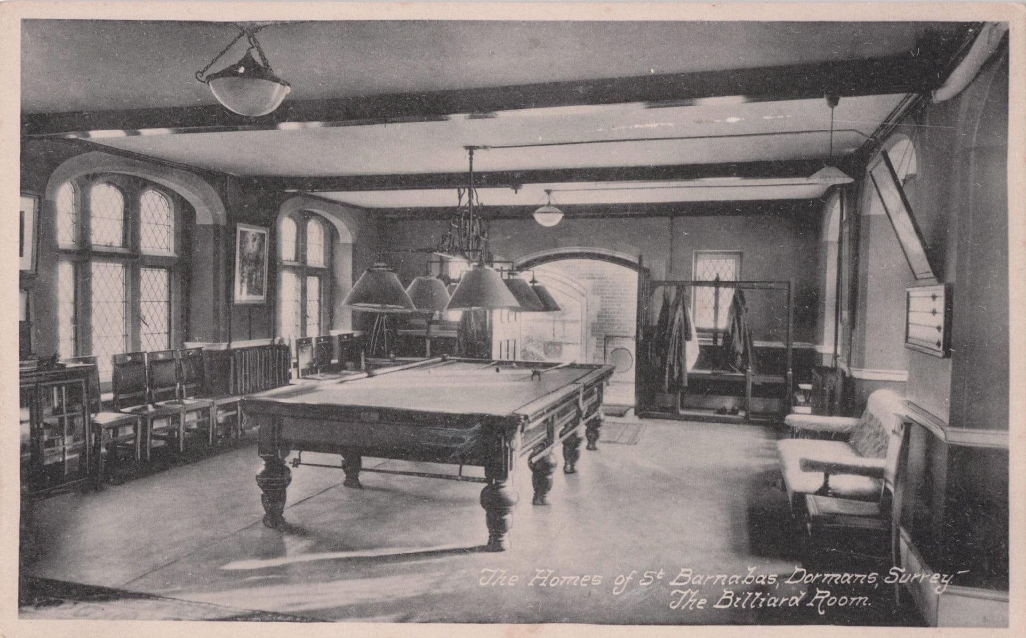 Billiard Room at St Barnabas Homes Dormans Surrey Old Postcard
