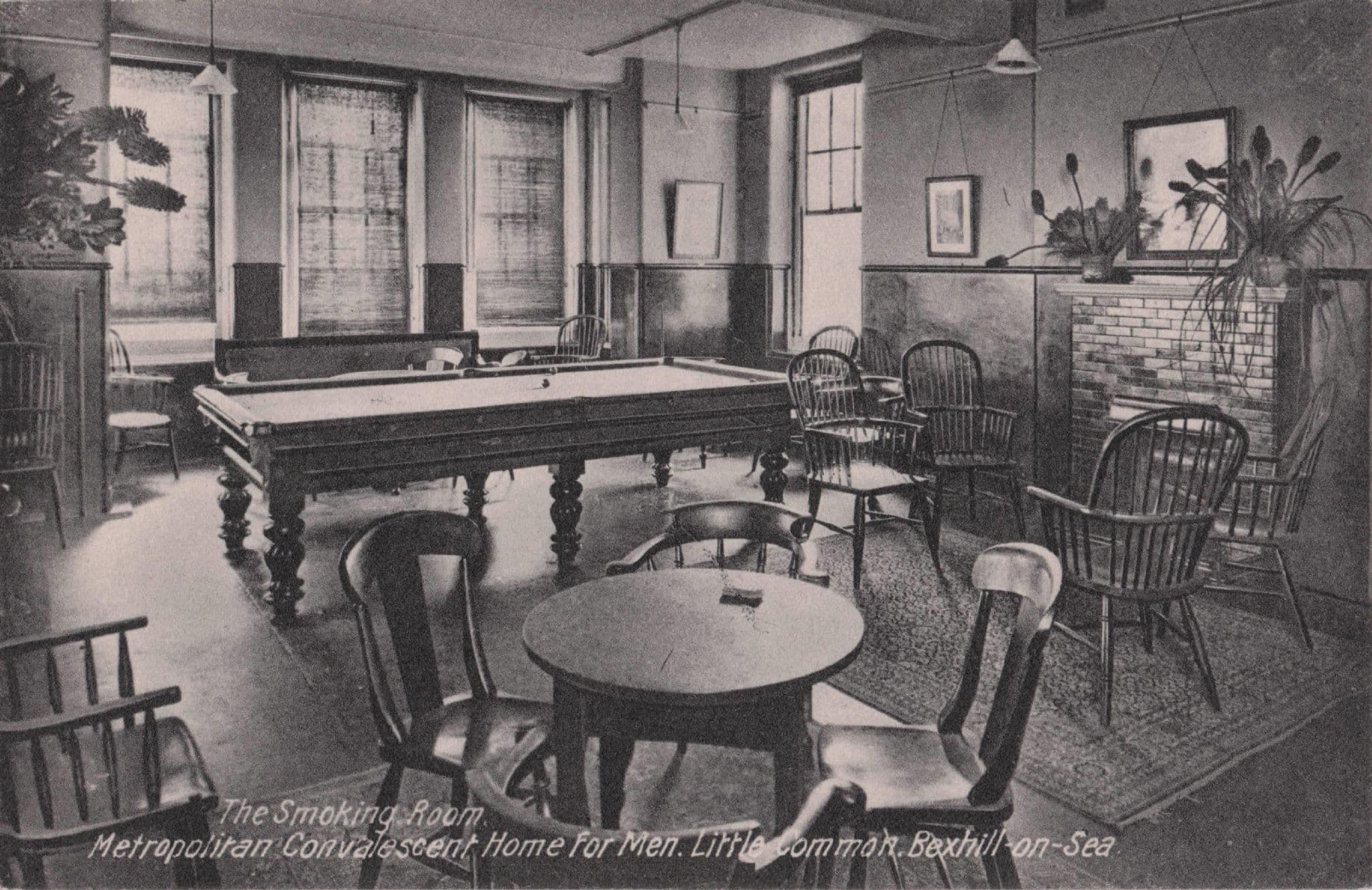 Billiard Room Bexhill On Sea Sussex Convalescent Home Old Postcard