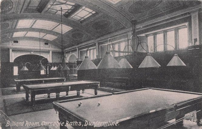 Billiard Room Carnegie Baths Dunfermline Scotland Old Postcard