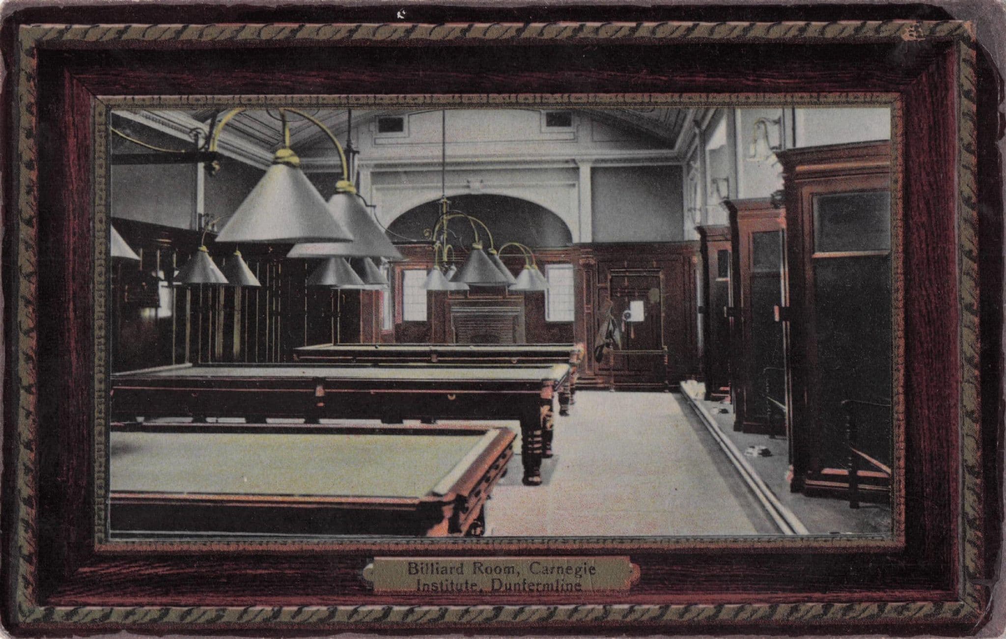 Billiard Room Carnegie Institute Dunfermline Scottish Old Postcard