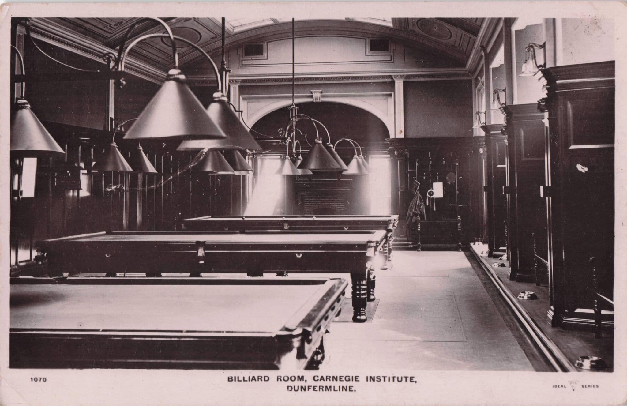 Billiard Room Dunfermline Carnegie Institute Scottish Old Postcard