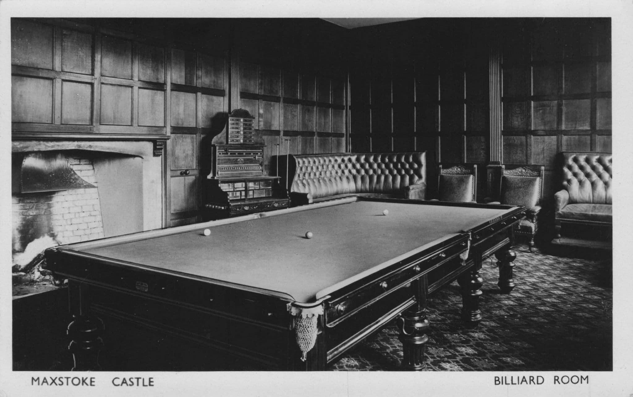 Billiard Room Maxstoke Castle Birmingham Old RPC Postcard