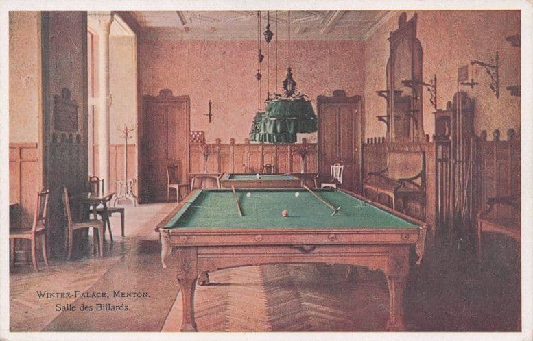 Billiard Room Menton Paris France Antique Snooker Pool Postcard