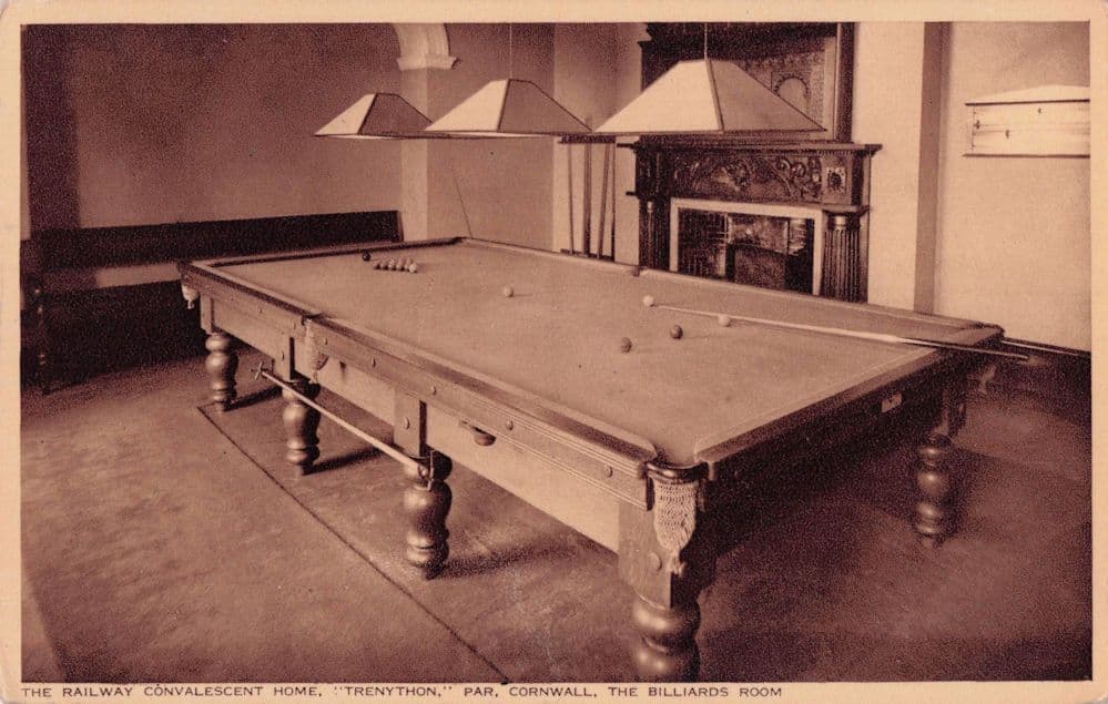 Billiard Room Railway Convalescent Home Cornwall Antique Postcard