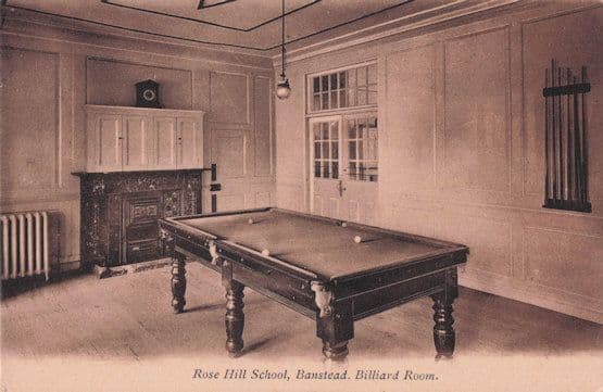 Billiard Room Table at Rose Hill School Banstead Surrey Old Postcard