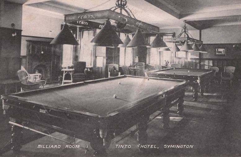 Billiard Room Tinto Hotel Symington Glasgow Old WW1 Postcard