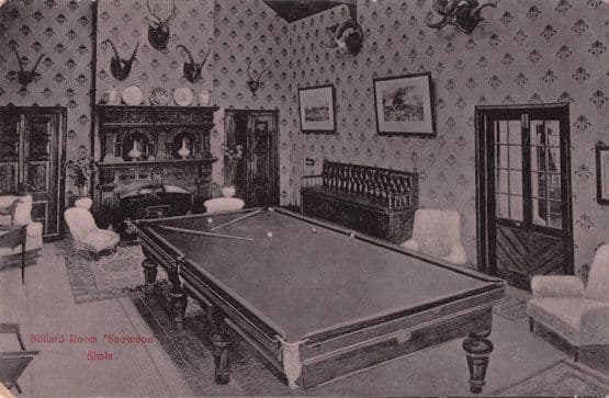 Billiard Snooker Room at Snowdon Simla Hospital Indian Old Postcard