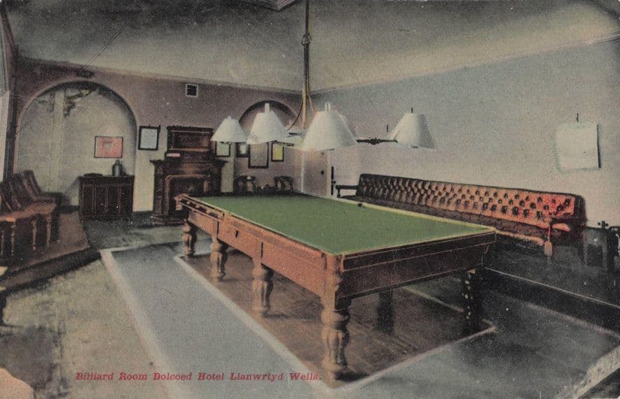 Billiard Snooker Room Dolcoed Hotel Llanwrtyd Wales Old Postcard