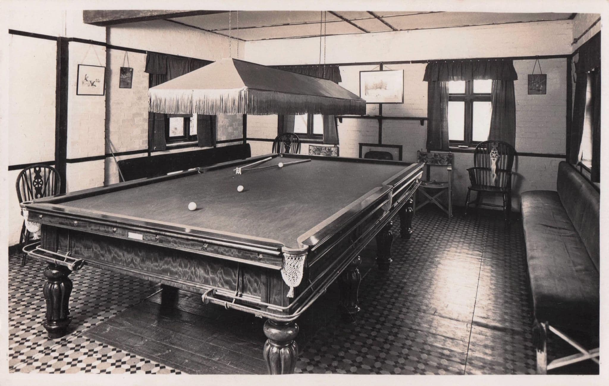 Billiard Snooker Room Elmer Sands Holiday Camp Sussex RPC Postcard