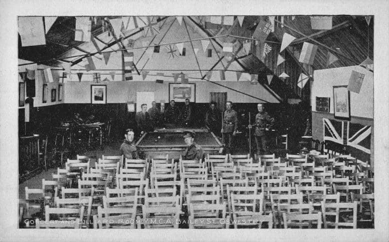 Billiard Snooker Table YMCA Oswestry Shropshire Military Old Postcard