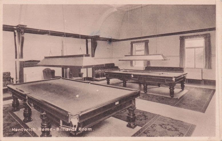 Billiards Room at Nantwych Home Cheshire Old Postcard