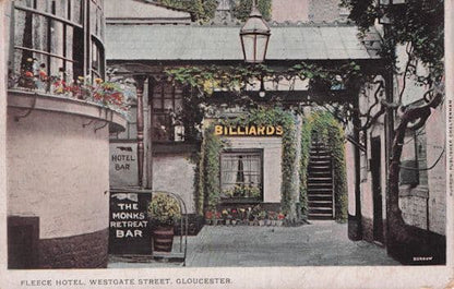 Billiards Sign at Fleece Hotel Westgate Street Gloucester Old Postcard