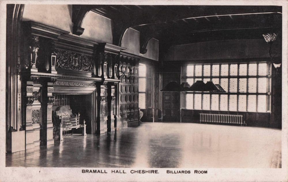 Billiards Snooker Room at Bramall Hall Cheshire Old RPC Postcard