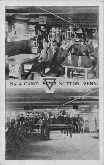 Billiards Sutton Veny YMCA Military WW1 Army Camp Wiltshire Postcard
