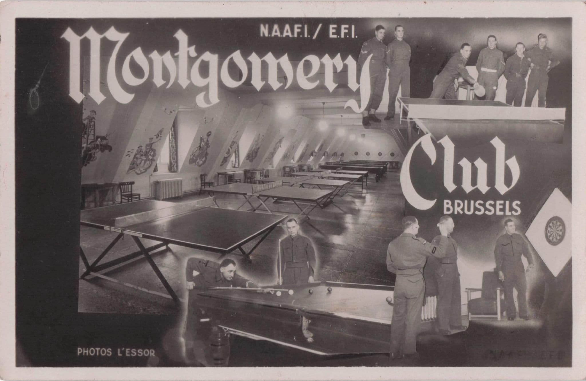 Billiards Tables Darts Montgomery Club Brussels Belgium Old RPC Postcard