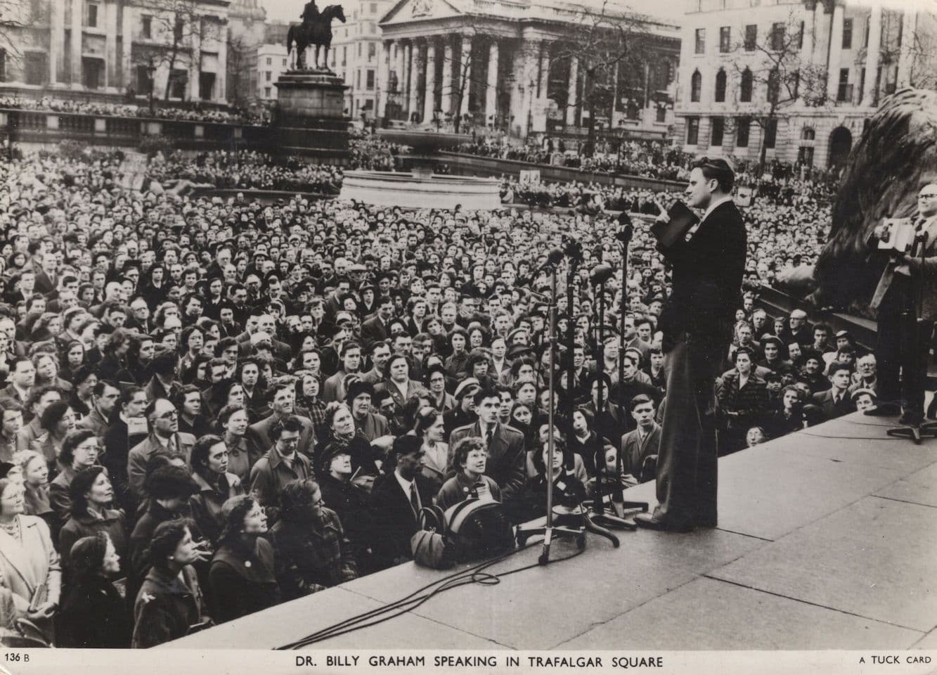 Billy Graham in Trafalgar Square 1954 London Tucks RPC Postcard