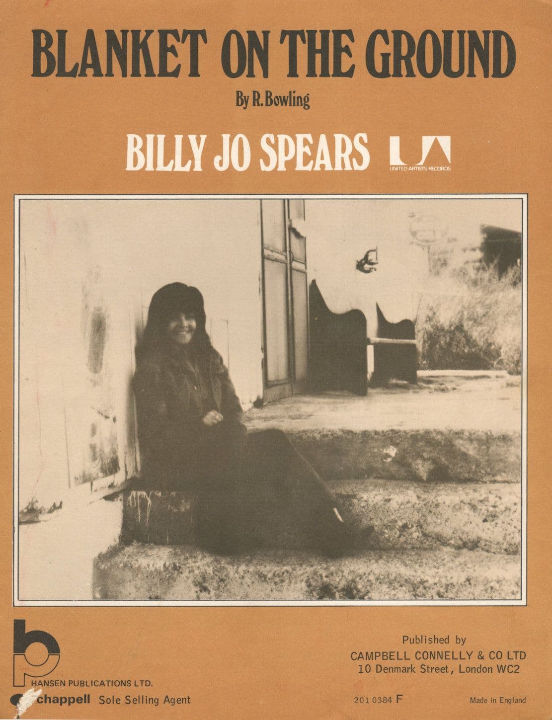 Billy Jo Spears Blanket On The Ground 1970s UK Sheet Music