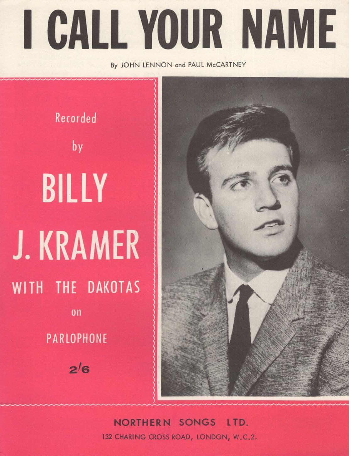 Billy Kramer The Dakotas I Call Your Name RARE UK Sheet Music