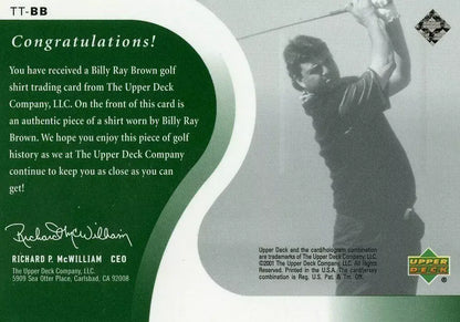 Billy Ray Brown Original Shirt Golf Tour Rare Limited Threads Card