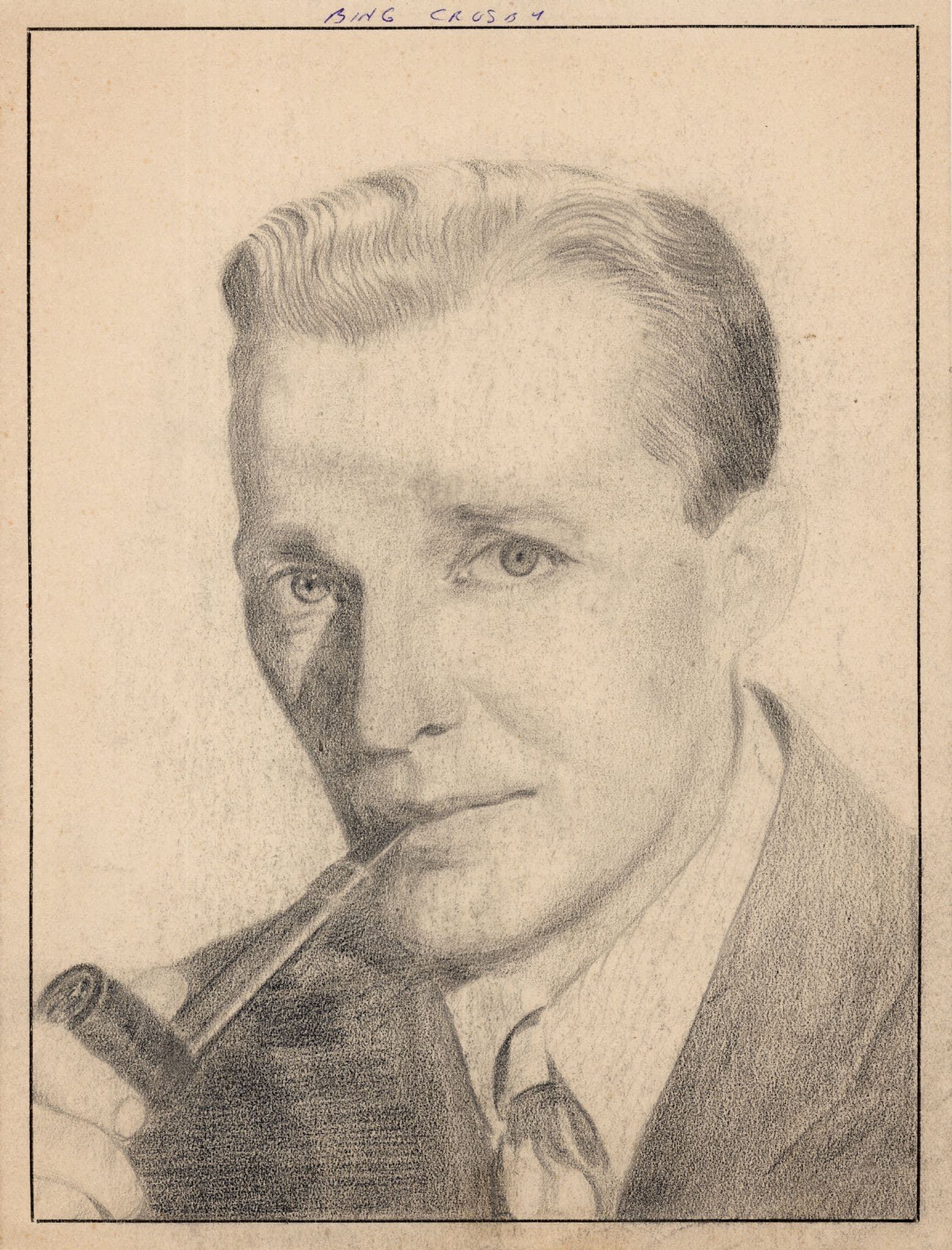 Bing Crosby Hollywood Film Actor Vintage Large 9x7 Rare Hand Art Drawing