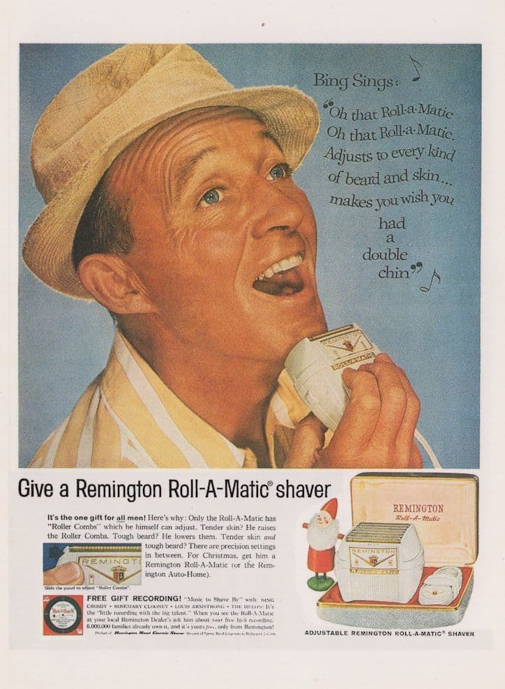 Bing Crosby Remington Shaver Shaving Advertising Postcard