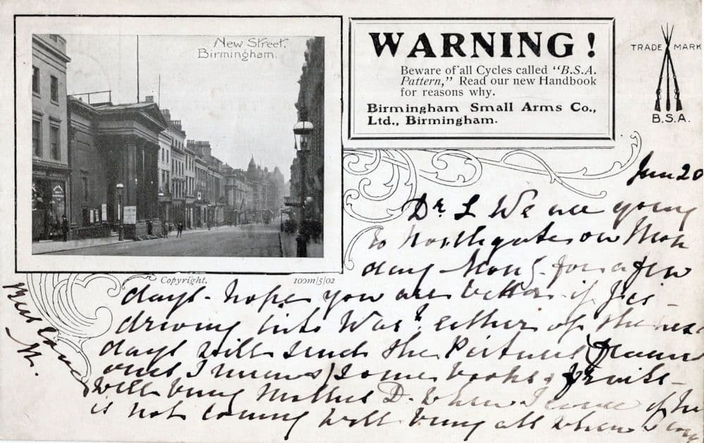 Birmingham Small Arms Cycle Manual Old Advertising Postcard