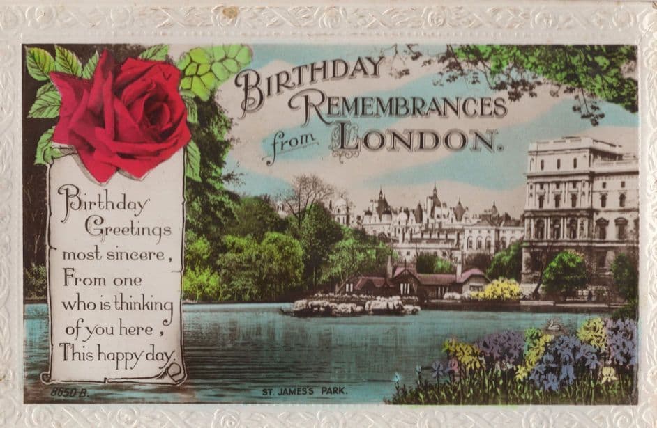 Birthday Remembrances From River Thames London Old Postcard