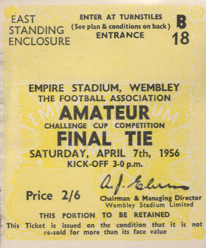 Bishop Auckland 1956 3x Football FA Cup 3x Final Ticket Prog & Viewing Pass