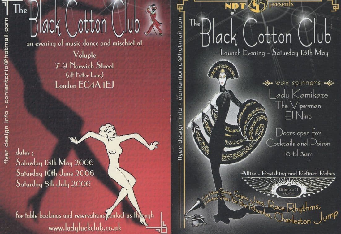 Black Cotton Club Laptop Dancing Burlesque London Advertising Postcard