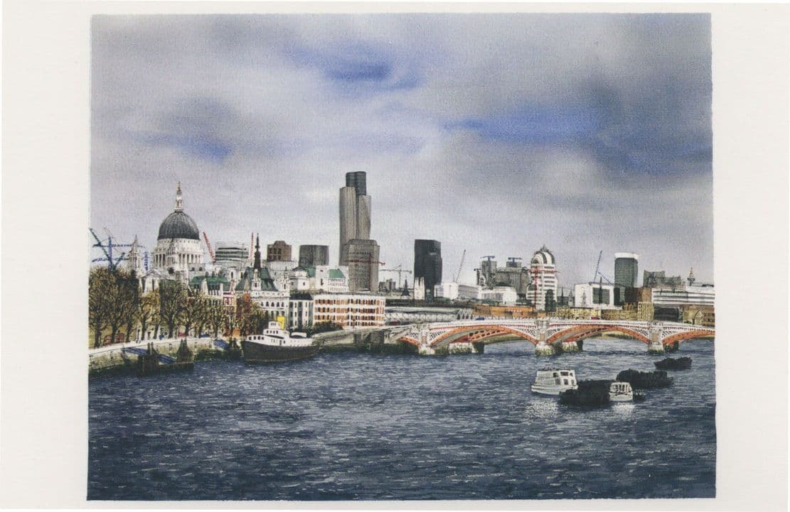 Blackfriars Bridge Oxo Tower Wharf London River Painting Postcard