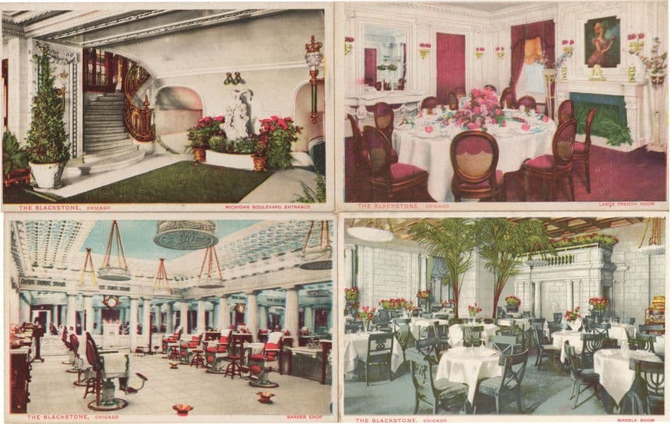 Blackstone Chicago Barber Shop Marble Room 4x USA Old Postcard s