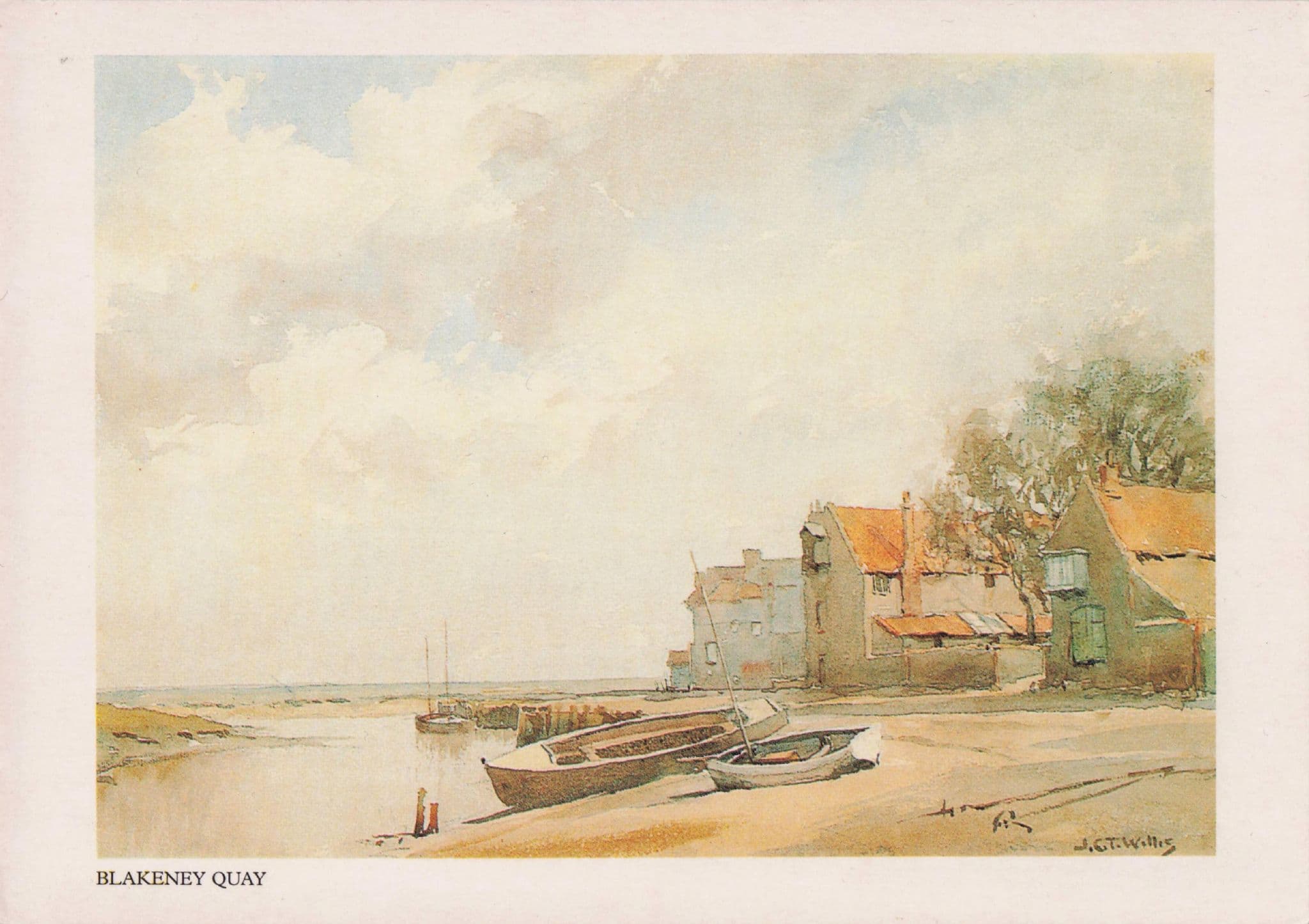 Blakeney Quay JCT Willis Boats Stunning Norfolk Painting Postcard