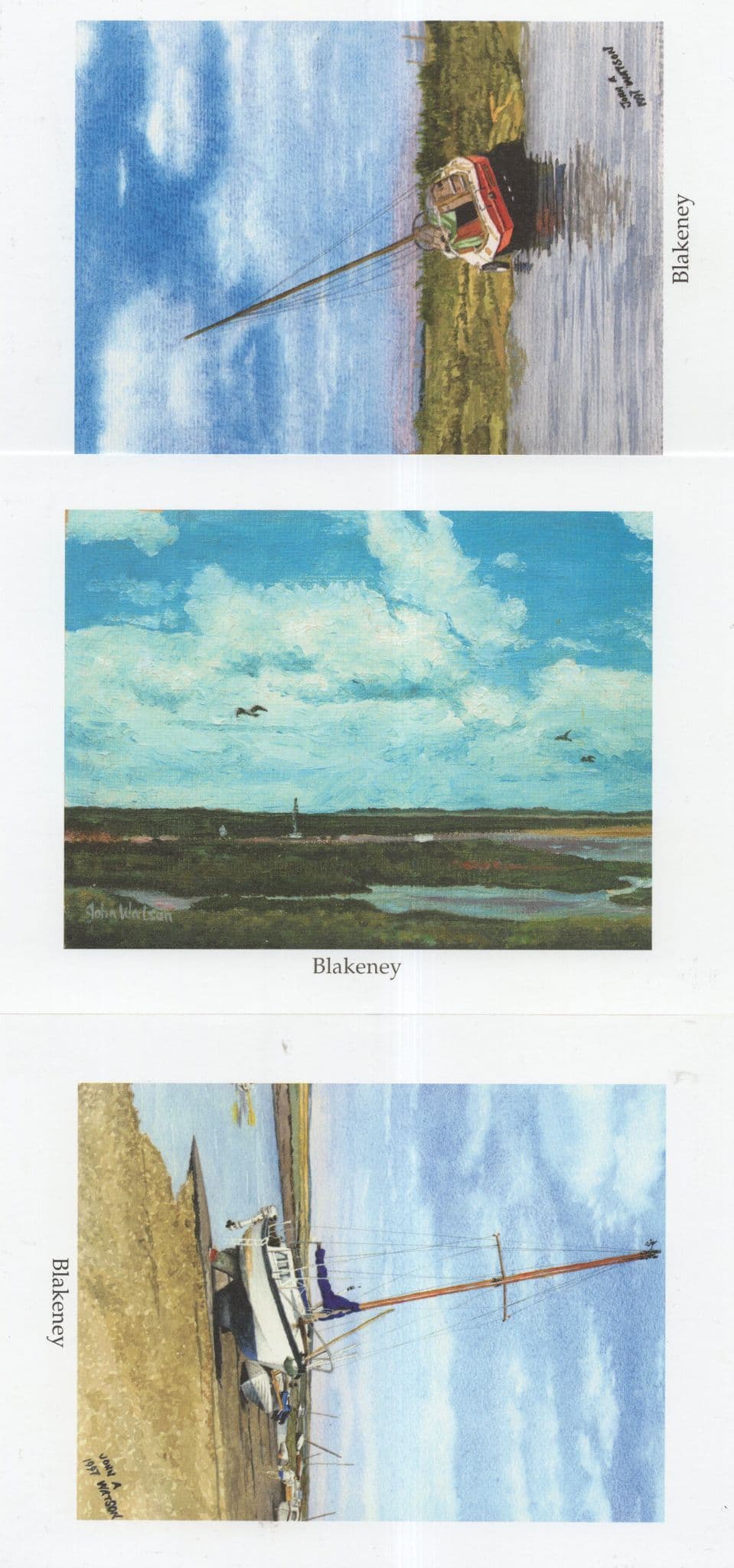 Blakeney Ships Boats Norfolk 3x Photogenic Painting Postcard s