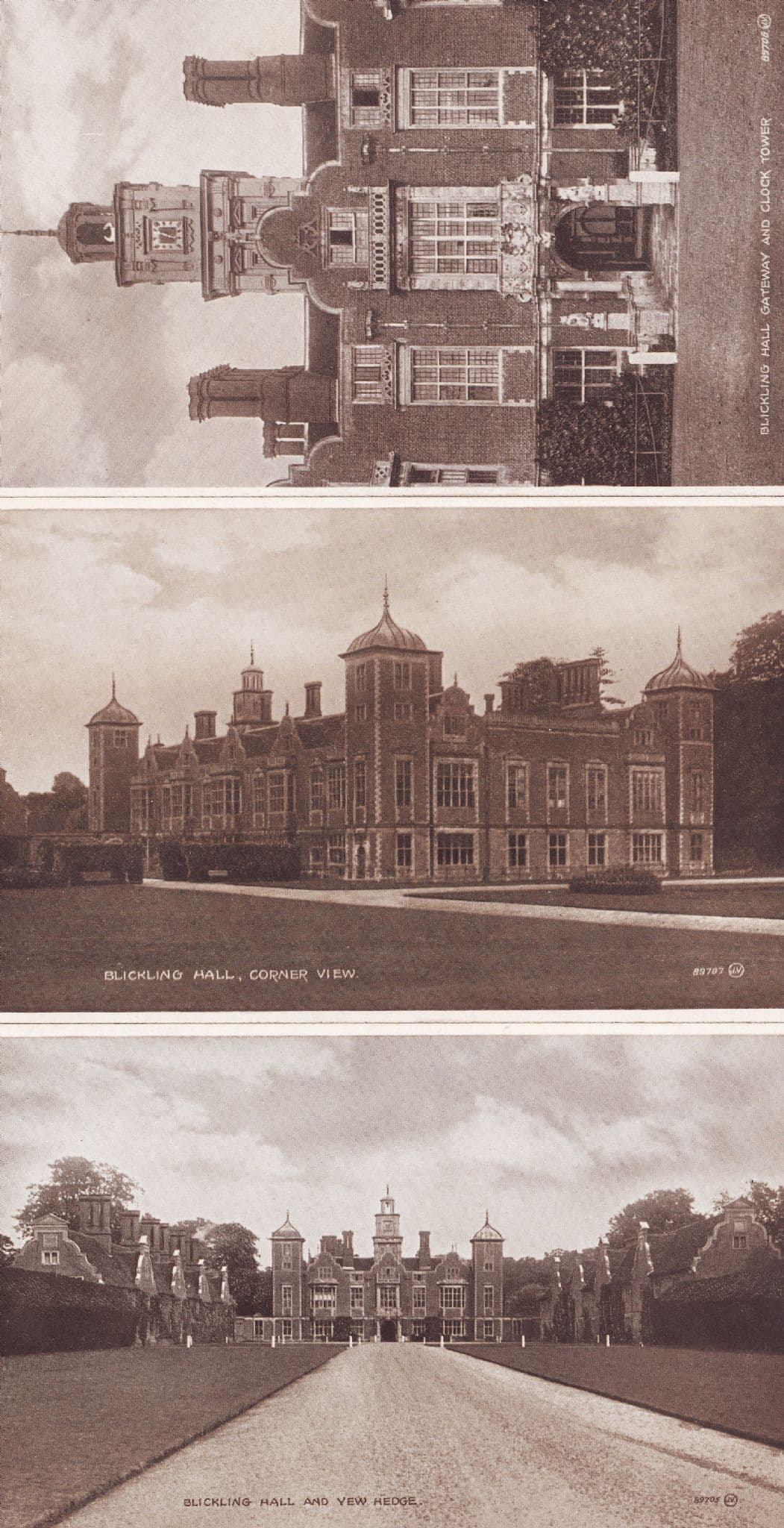 Blicking Hall Aylsham Norfolk Moat Library etc 7x Antique Postcard s