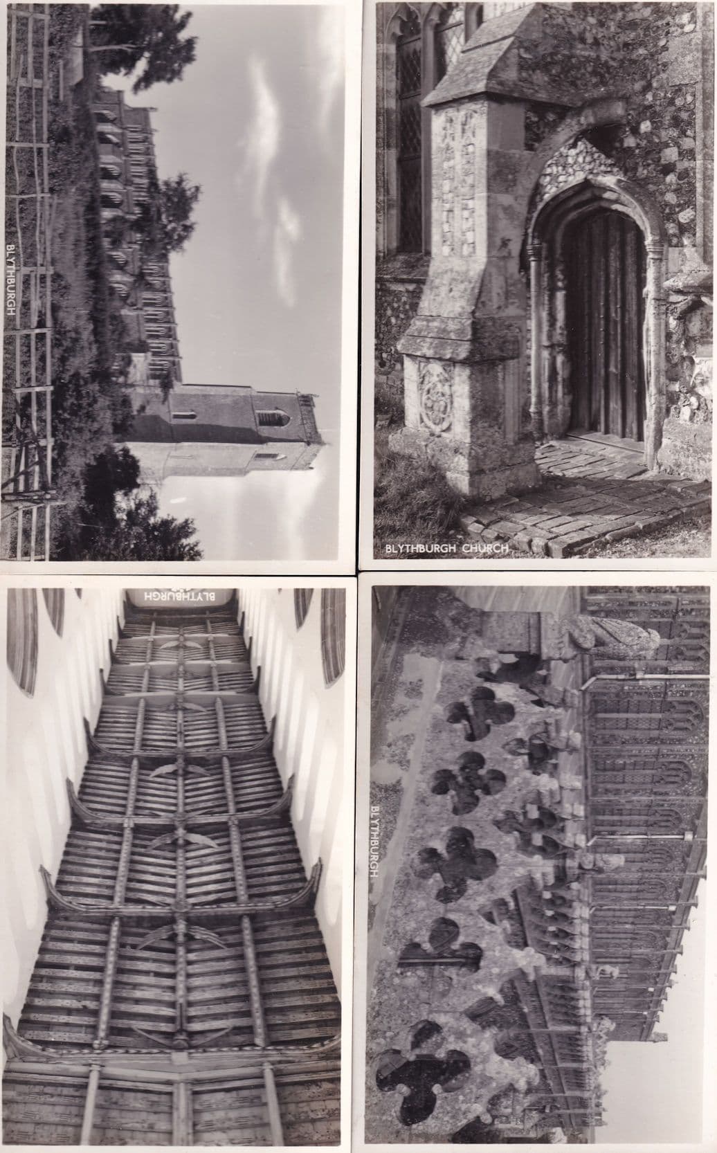 Blythburgh Church Interior & Grounds 4x Rare Old RPC Postcard s