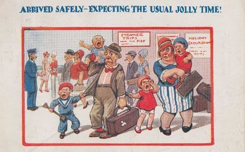 Boat Ship Holiday Beach Trips Excursions Travel Vintage Comic Humour Postcard