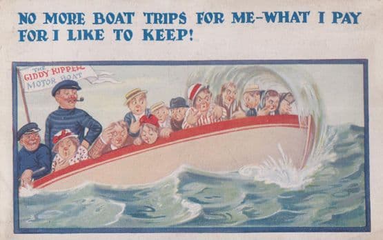 Boat Trips Tours Angry Passengers Antique Comic Humour Postcard